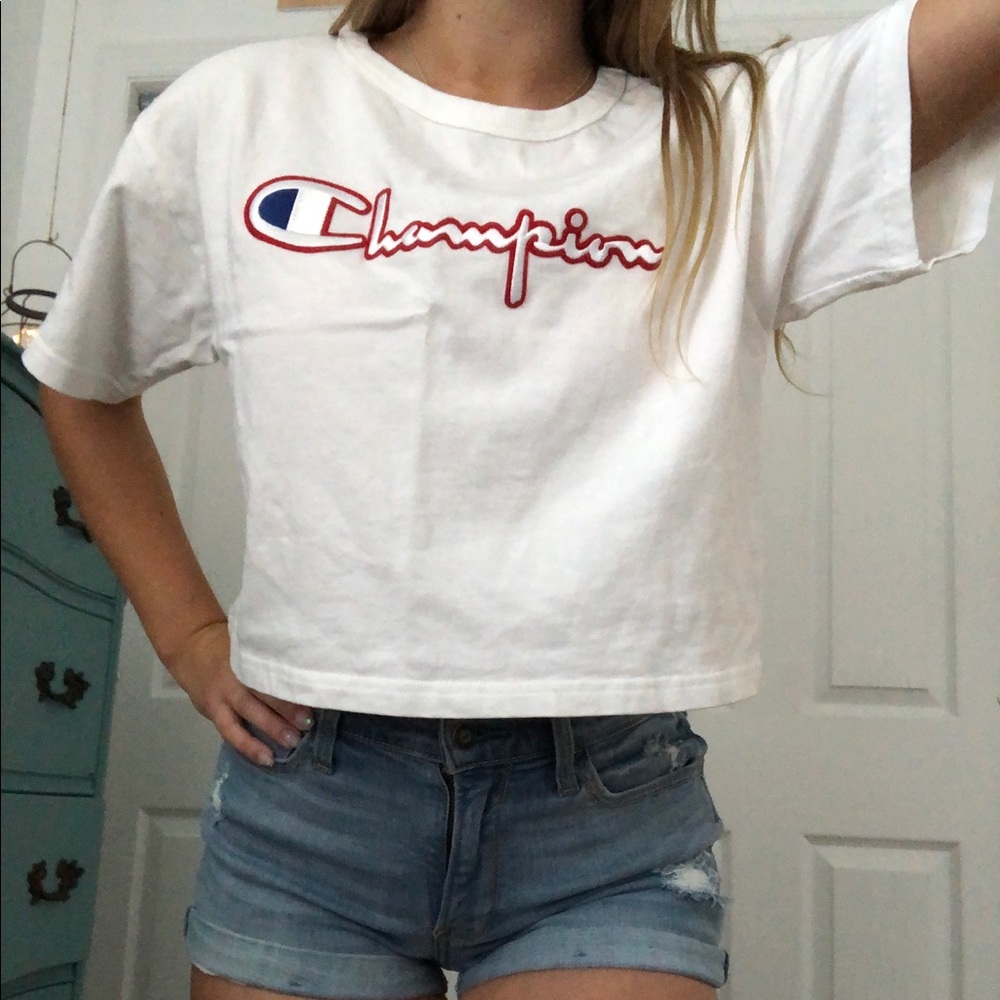 White champion cropped t-shirt